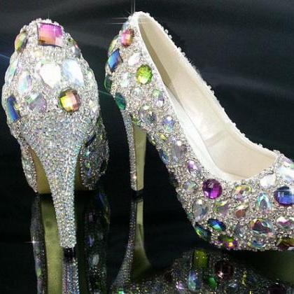 Bridal bling high heel crystal rhin..