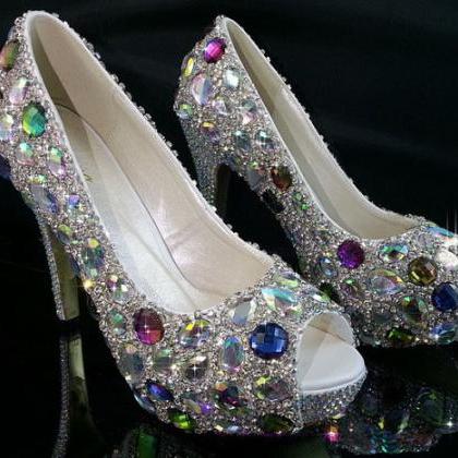 Bridal bling high heel crystal rhin..