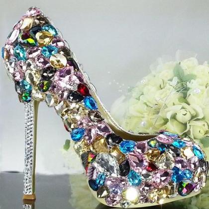 Crystal Glitter Fashion Multicolor Wedding Shoes..