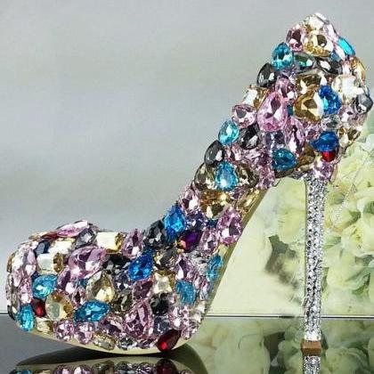 Crystal Glitter Fashion Multicolor Wedding Shoes..