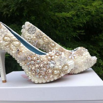 Fashion High Heel Wedding Shoes Pea..