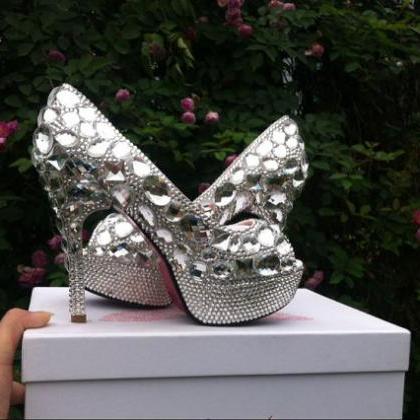 Wedding Shoes Women High Heels Crystal Fashion..
