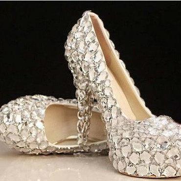 Elegant Diamond Wedding Shoes Fashion Crystal High..