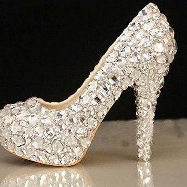 Elegant Diamond Wedding Shoes Fashion Crystal High..