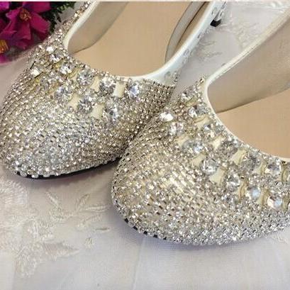 Red Bottom Crystal Wedding Shoes High Heels..
