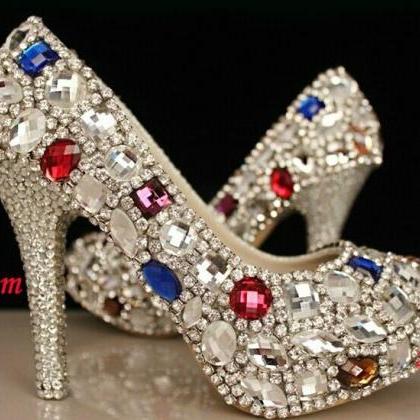 Luxury Diamond Bridal Shoes Weddding Shoes High..