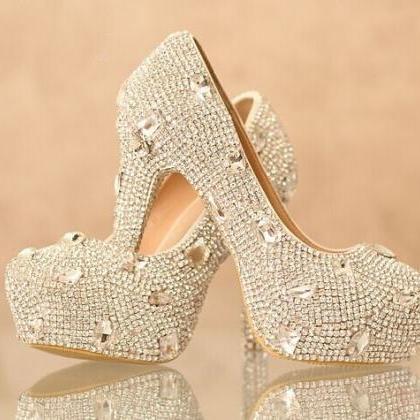 Shinning Rhinestone Wedding Bridal Shoes Fashion..
