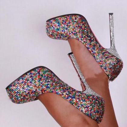Candy Luxury Bridal Shoes Colorful Crystals..