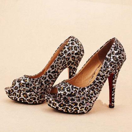 Luxury Diamond Bridal Weddding Shoes High Heels..