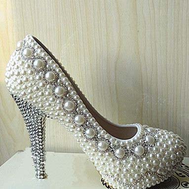Customized Ivory Pearl Wedding Party Bling Heels Bridal Shoes ...