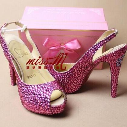 Fuchsia Rhinestone Wedding Shoes fa..