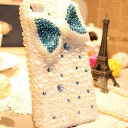 Cute Pearl Bow Diamond Hard Back Mobile Phone Case..