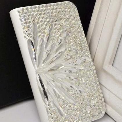 Diamond Flower Leather Hard Back Mobile Phone Case..