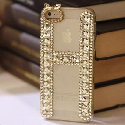 H Alphabet Diamond Hard Back Mobile Phone Case..