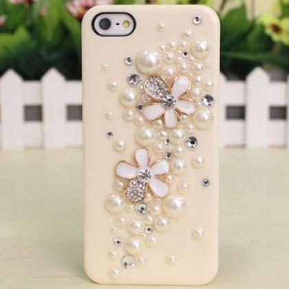Pearl Flowers Hard Back Mobile Phone Case Cover..