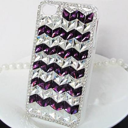 6s 6c Plus Fashion Purple White Lozenge Diamond..