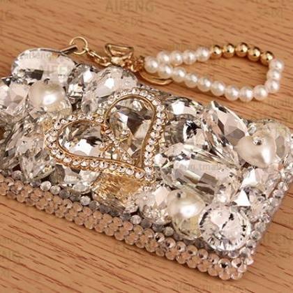 6s Plus 6c Luxury Diamond With Pearls Pendant Hard..