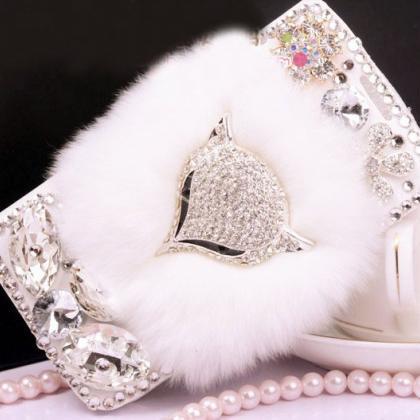 6c 6s Plus Fashion Diamante Fox Hard Back Fur..