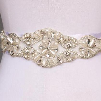 Exquisite Handmade Belt Crystal Rhinestone Pearl..