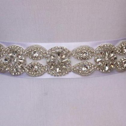 Bridal Sash Handmade Crystals Beads Gorgeous..