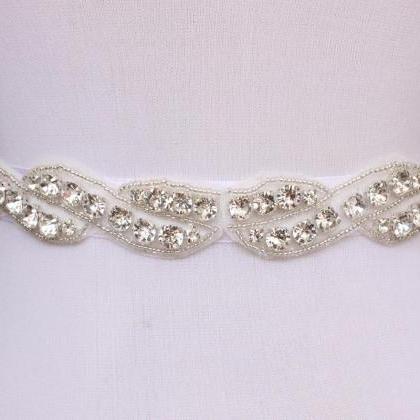 Bridal Sash Handmade Crystals Beads Exquisite..