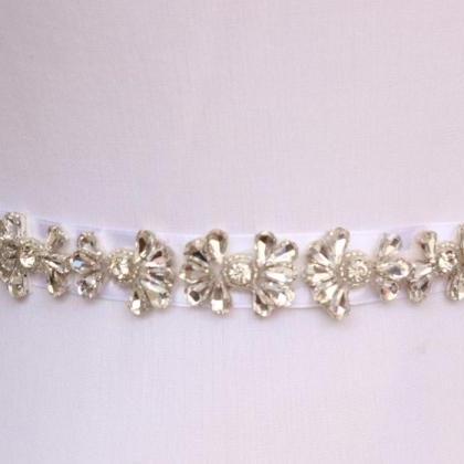 Petal Bridal Sash Handmade Crystals Beads..
