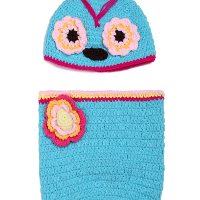 Owl Sleeping Bag Hand Knitted Wool Clothes Photo..