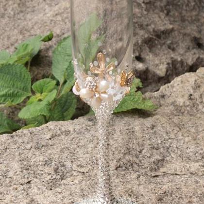 Flower Crystal champagne flutes a p..