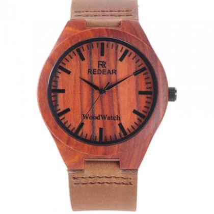 Red wooden bamboo watch fashion wat..