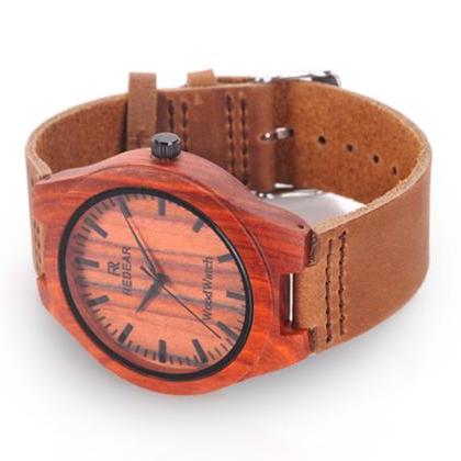 Red wooden bamboo watch fashion wat..