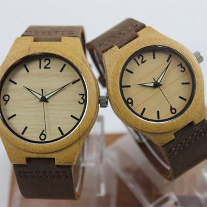 Wooden bamboo watch big dial genuin..