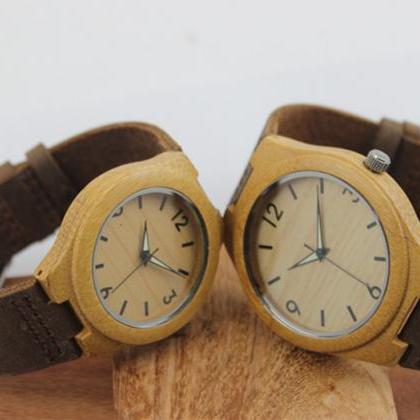 Wooden bamboo watch big dial genuin..