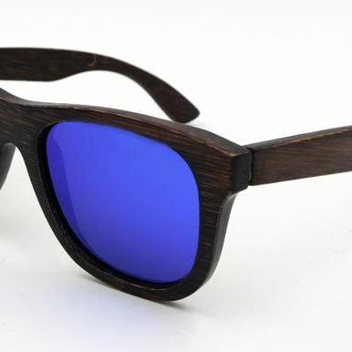 Brown bamboo frame glasses UV coati..