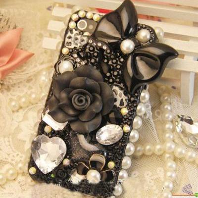 Cute floral rhinestone bow Hard Back Mobile phone Case Cover Rhinestone Case Cover for iPhone 4 4s 5 5c 5s 6 6 plus Samsung galaxy s3 s4 s5 s6 note2 3 4