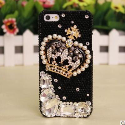 Crystal Crown diamond Hard Back Mobile phone Case Cover black Rhinestone Case Cover for iPhone 4 4s 5 5c 5s 6 6 plus Samsung galaxy s3 s4 s5 s6 note2 3 4