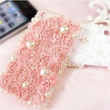 6c 6s plus Fashion Lace Flower Pearl girly Mobile phone Case Cover for iPhone 4 4s 5 5c 5s 6 6 plus Samsung galaxy s3 s4 s5 s6 note2 3 4