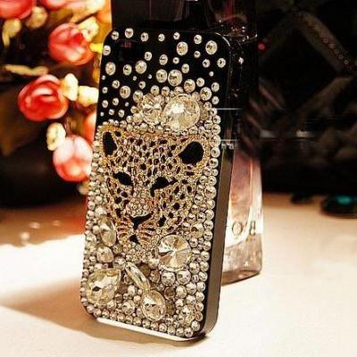 6c 6s plus Leopard head rhinestone Hard Back Mobile phone Case Cover sparkly Case Cover for iPhone 4 4s 5 7plus 5s 6 6 plus Samsung galaxy s7 s4 s5 s6 note5 4
