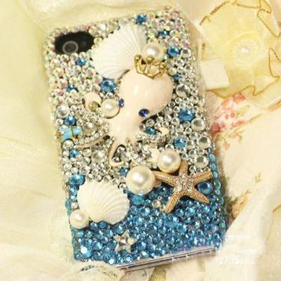 6c 6s plus Beach starfish shell Hard Back Mobile phone Case Cover luxury Rhinestone Case Cover for iPhone 4 4s 5 7plus 5s 6 6 plus Samsung galaxy s7 s4 s5 s6 note8.0 4