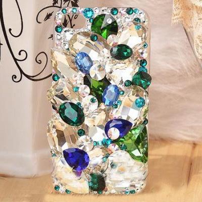 6s plus 6c Gem Green White rhinestone Hard Back Mobile phone Case Cover girly bling diamond Case Cover for iPhone 4 4s 5 5c 5s 6 6 plus Samsung galaxy s3 s4 s5 s6 note2 3 4