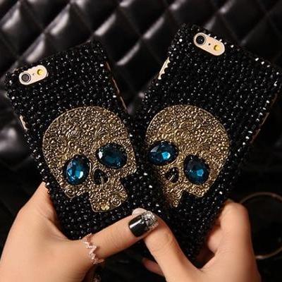 6c 6s plus iPhone 5 5s s6 Alloy skull for Bling Rhinestone shell for iPhone Personalised Samsung galaxy phone case mobile phone case OEM phone case