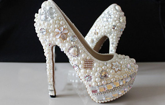Rhinestone Pearl wedding Shoes Crystal Bridal Shoes, Bridal, Women's Shoes Platform Dress Shoes
