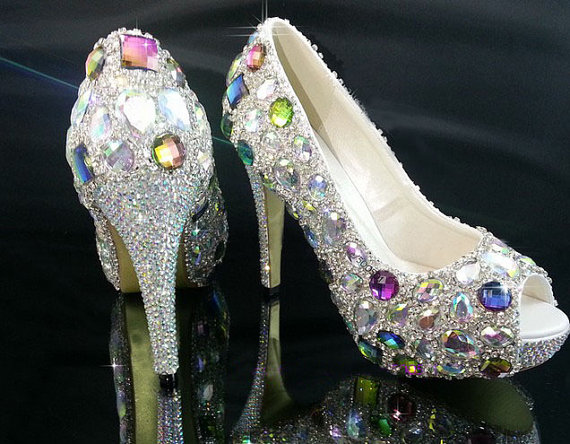 Bridal Bling High Heel Crystal Rhinestone Shoes Women Evening Prom ...