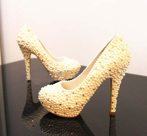 Nice Handmade Wedding Bridal Shoes Pearl Rhinestone wedding Bridal shoes bridesmaid shoes 