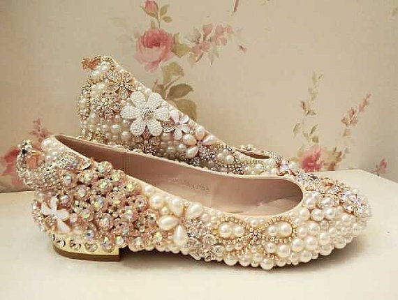 Sparkling Rhinestone Crystal Bridal Shoes Flat Heel Women Luxury Flats Crystal Wedding Shoes Formal Occassions Evening Party