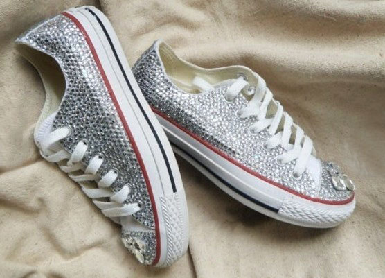 Wedding Shoes Bling Crystal Low Women Sneakers for Women Canvas Sneakers and Canvas Shoes