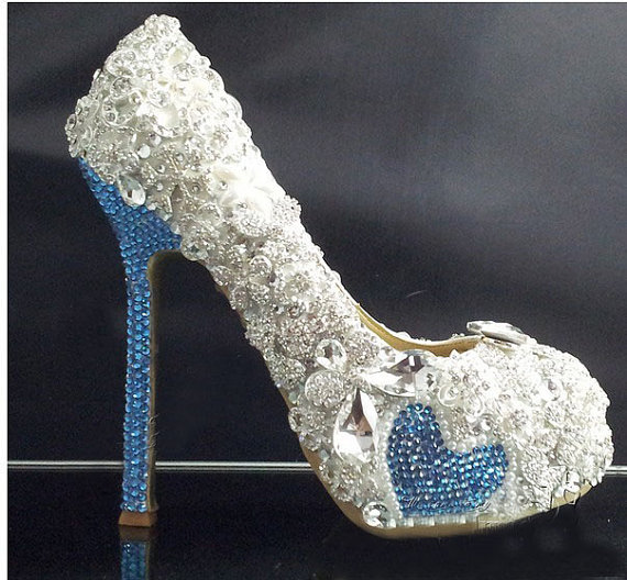 Women Heart Crystal Wedding Shoes Luxurious Beautiful Bridal Dress Shoes Women High Heel Party Club Shoes