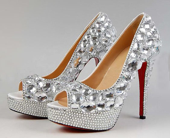 silver high heel shoes for wedding