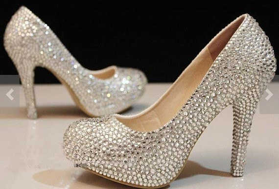 Wedding Bridal Shoes Fashion Ladies Rhinestone Dress Shoes Party Prom Crystal Beige Bottom Pumps Bridesmaid Shoes