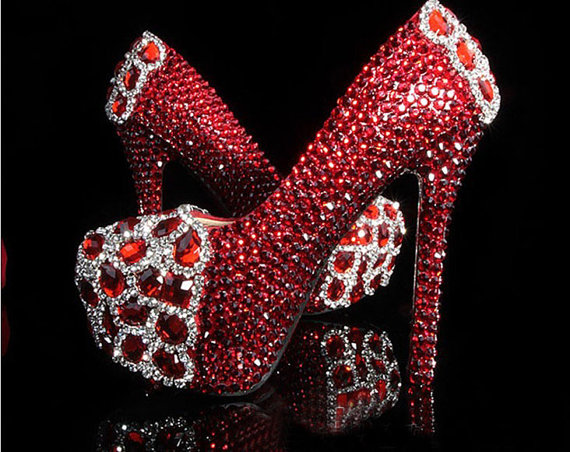 Custom Design Shoes Make Plus Size Crystals And Rhinestones Bridal Wedding Pumps Shoes Lady Shoes Party Prom High Heels