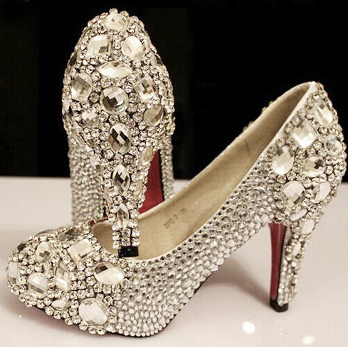 Bejeweled Shoes Elegant Wedding Shoes Fashion Crystal High Heels Glittering Platform Women Pumps Banquet Prom Shoe